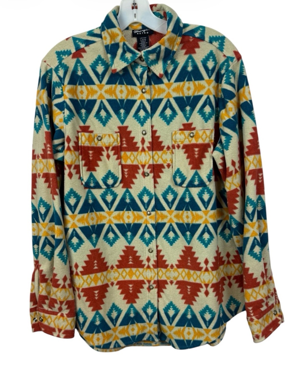 Wrangler Retro Fleece Aztec Pearlsnap Button-up Sz L